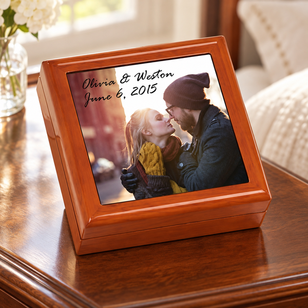 High Gloss Brown Wooden Gift Box — lifestyle display