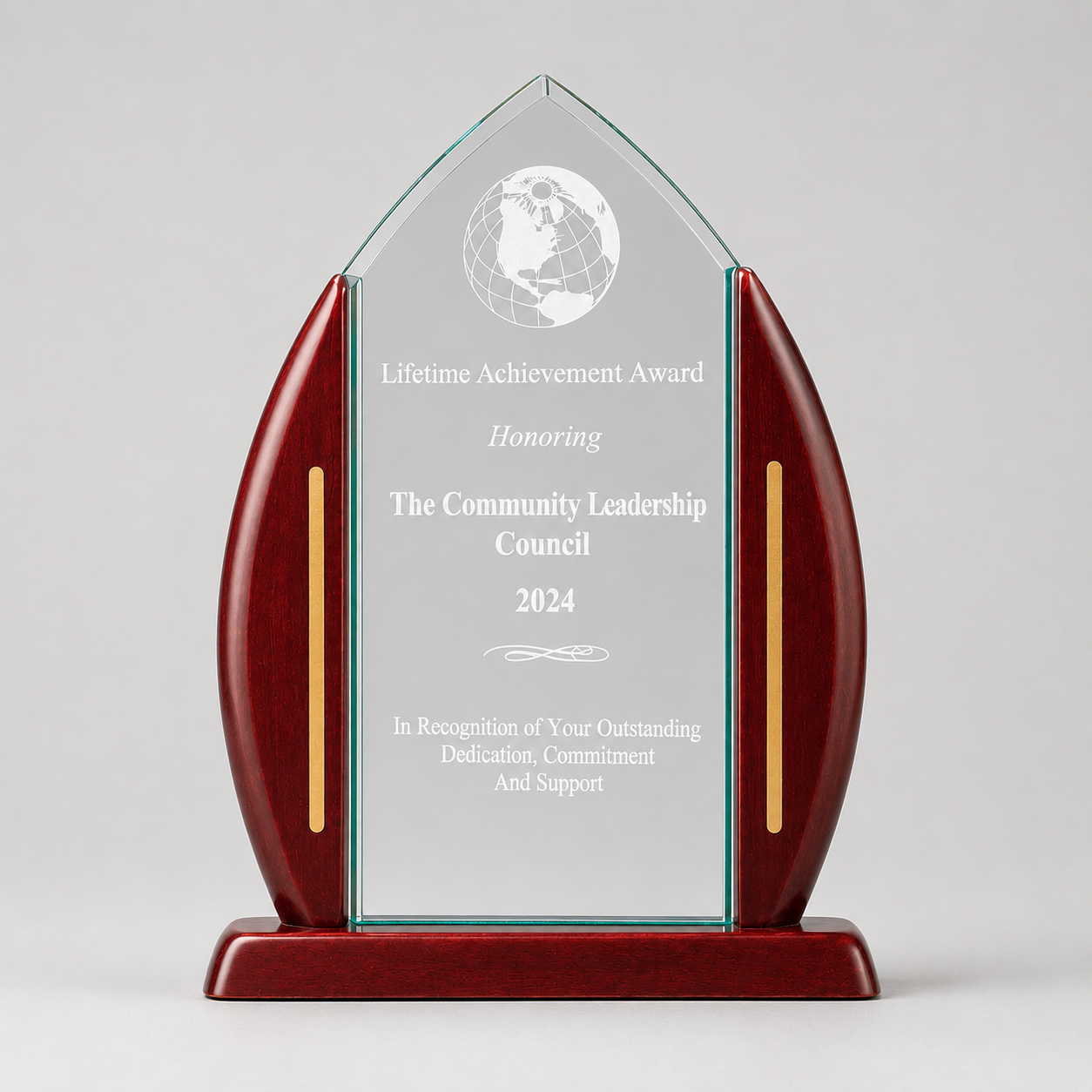 Jade Acrylic Award on Rosewood Base