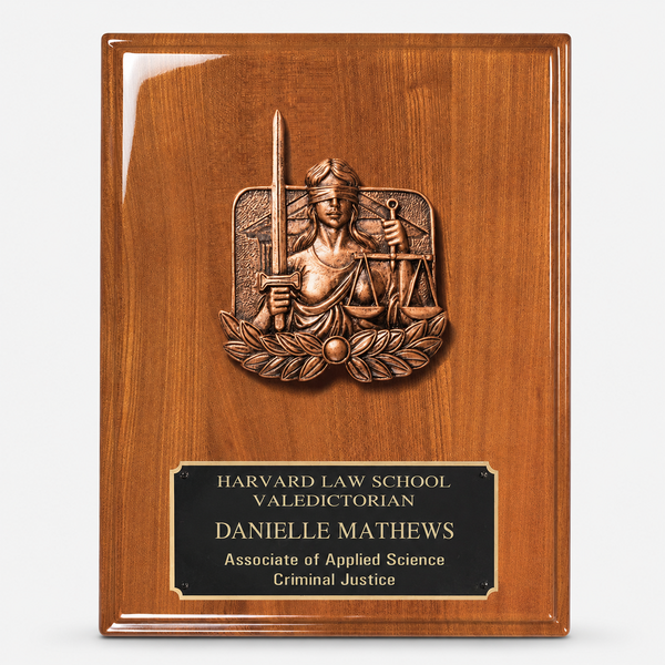 Justice Walnut Piano Finish Plaque - catalog