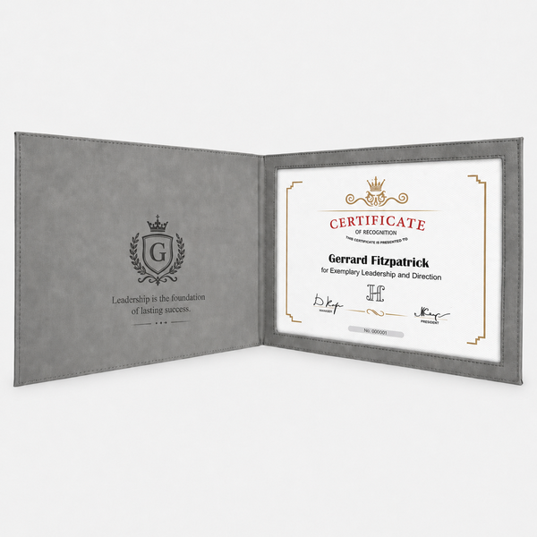 Leatherette Certificate Cover - Gray & Black - variant catalog