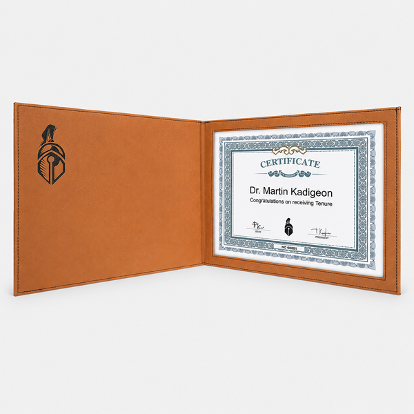 Leatherette Certificate Cover - Rawhide & Black - variant catalog