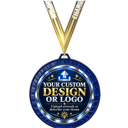 Color Match Medallions with custom design or logo insert and Champion neck ribbon