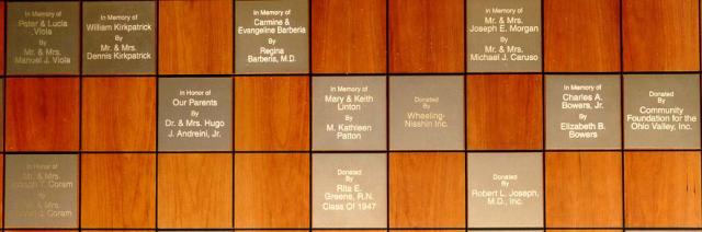Matthews donor recognition wall example with individual etched metal panels