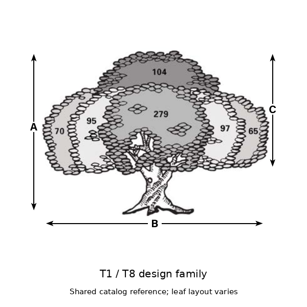 T8 shared catalog design-family reference; exact leaf layout varies
