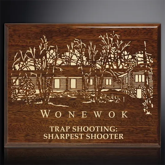 Walnut Piano Finish Plaque - Color Filled