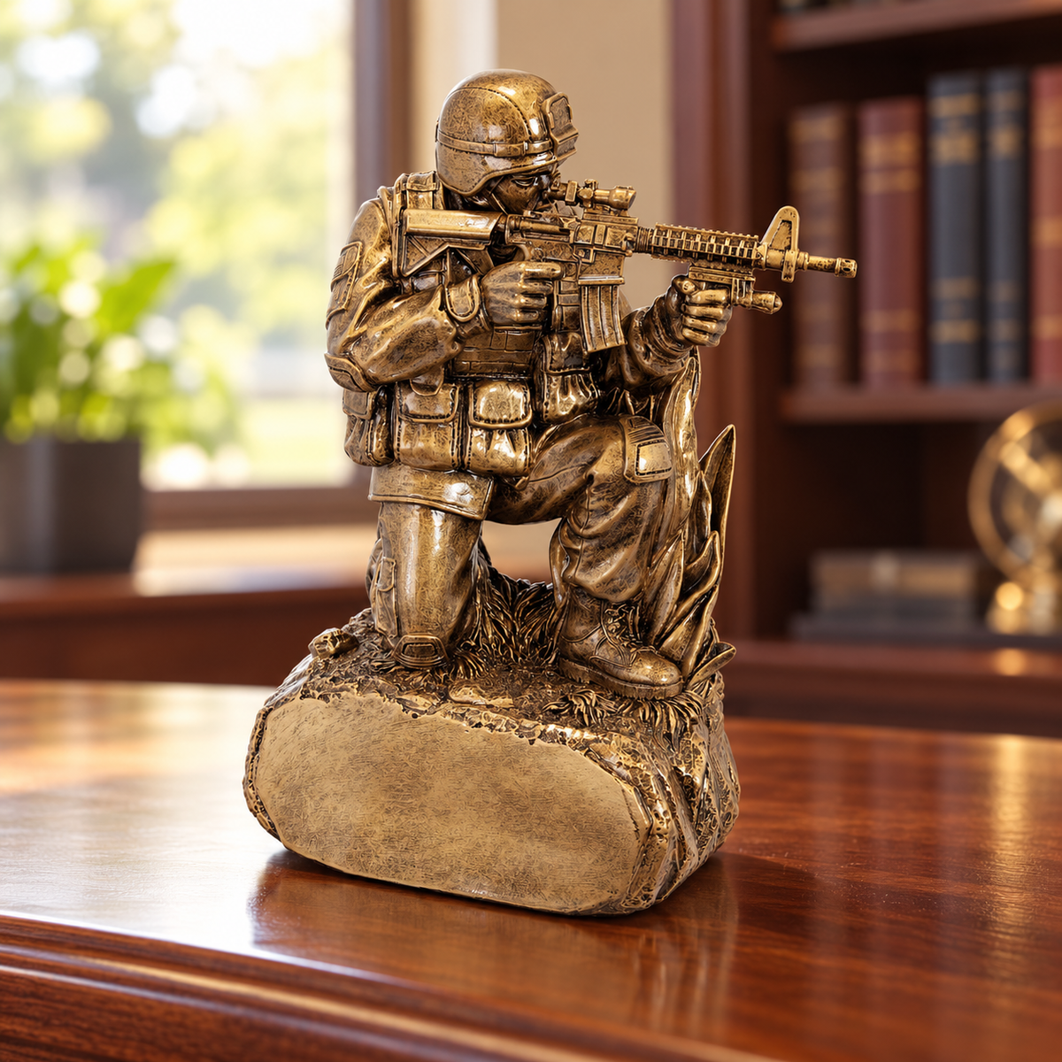 Military Resin Award – Kneeling in Grass — lifestyle photo