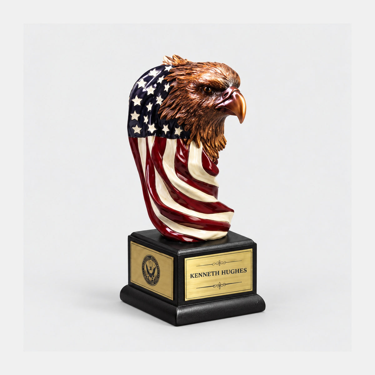 Eagle Head with American Flag Resin Award — studio product photo