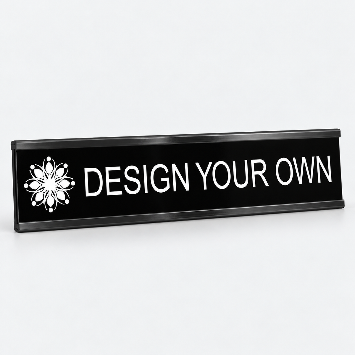 Black aluminum wall nameplate
