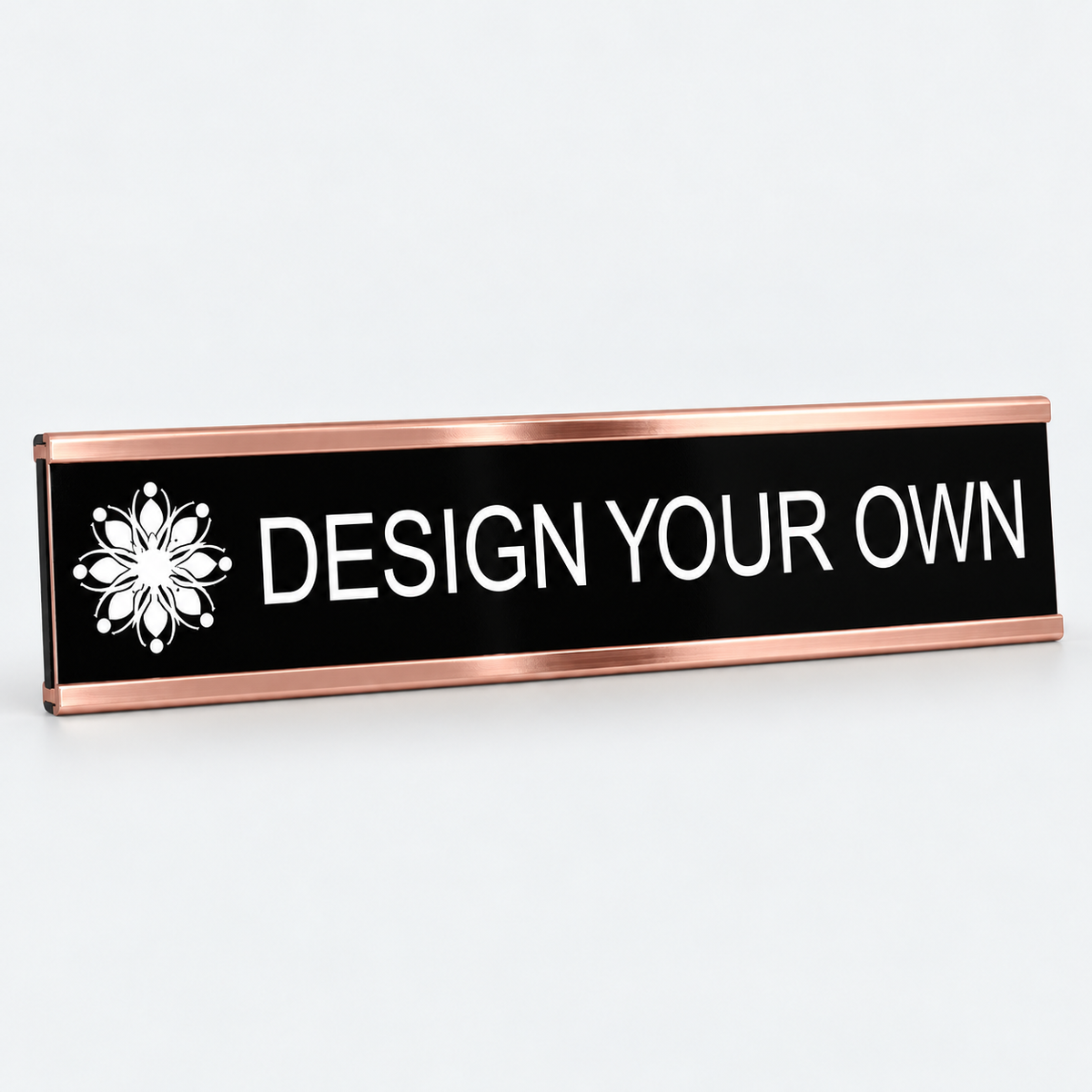 Rose gold aluminum wall nameplate