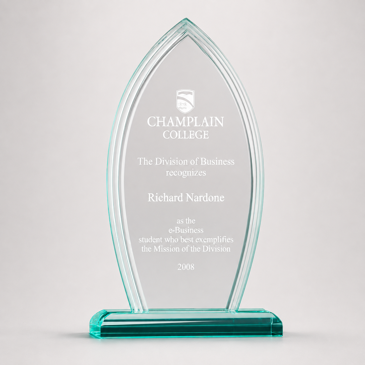 Peak Flame Jade Acrylic Award
