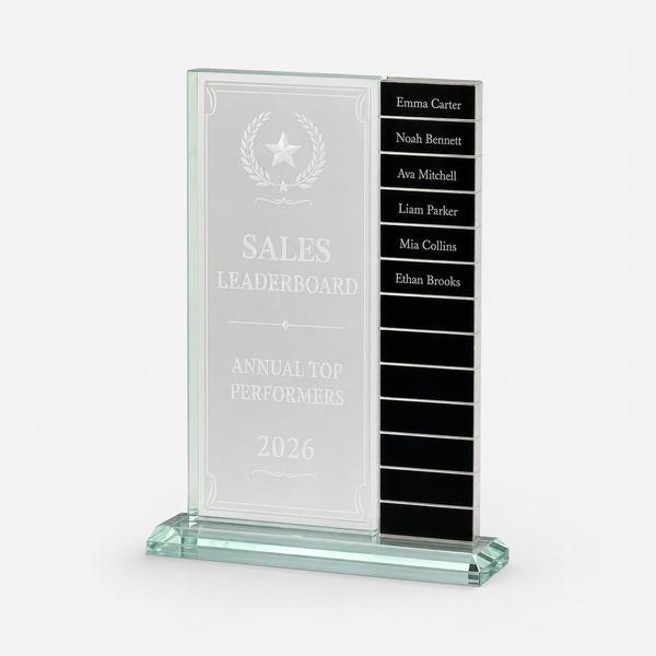 Perpetual Glass Award with 12 Plates