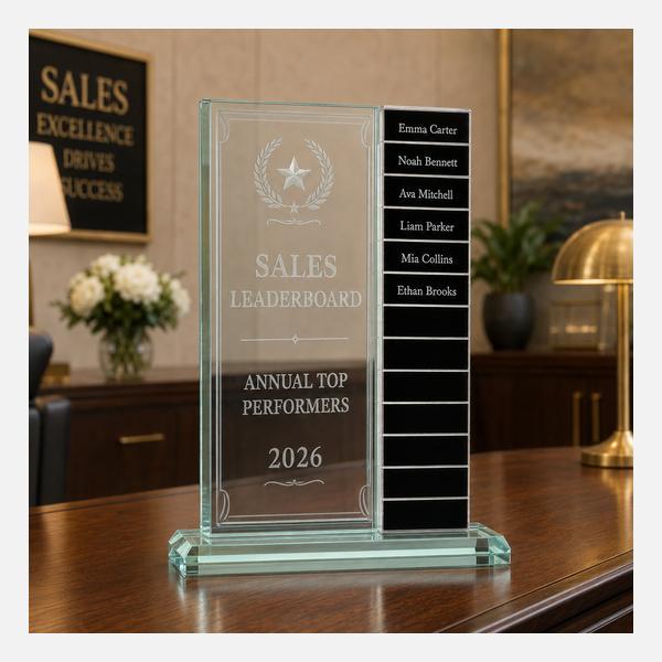 Perpetual Glass Award with 12 Plates