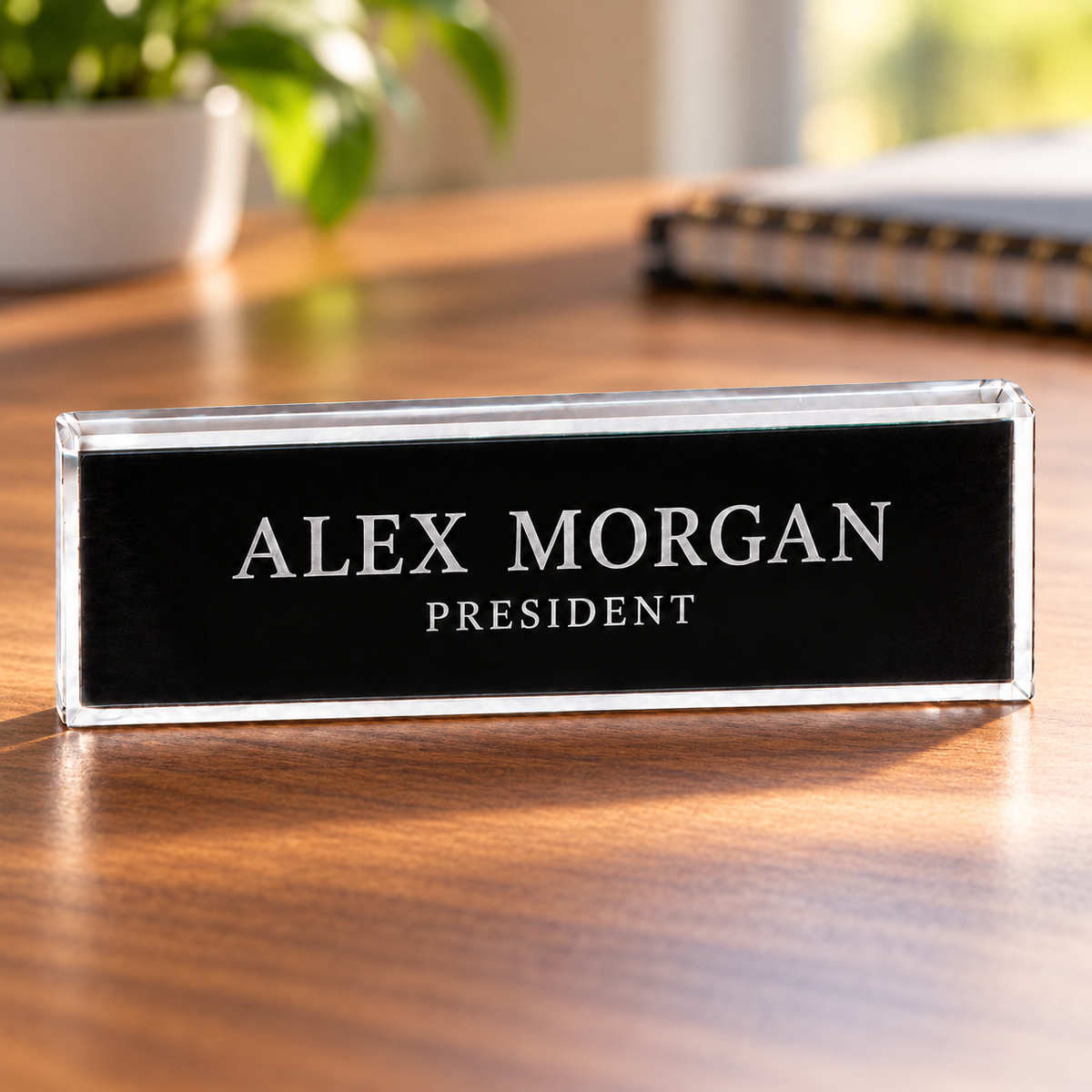 Glass Desktop Perpetual Award Stackable Plates — lifestyle photo