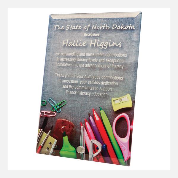 Photo Glass Plaque with Pin Stand