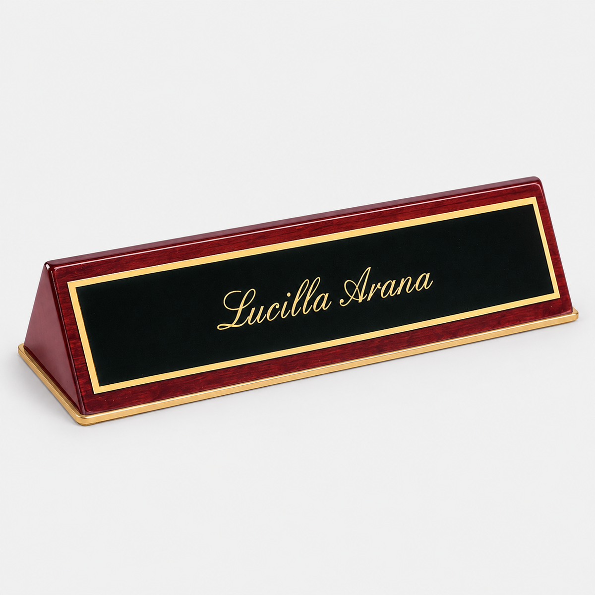 Piano Finish Desk Wedge with Engraved Plate — product view