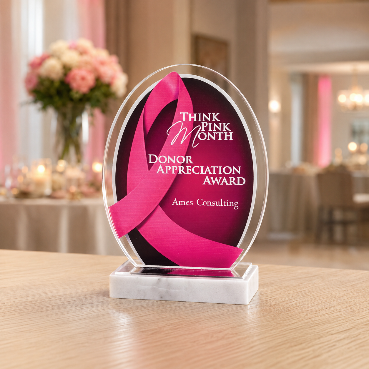 Pink Ribbon Acrylic Award