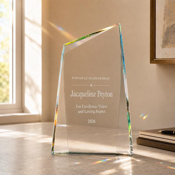 Pinnacle Series Freestanding Crystal Award with Prism-Effect Coating