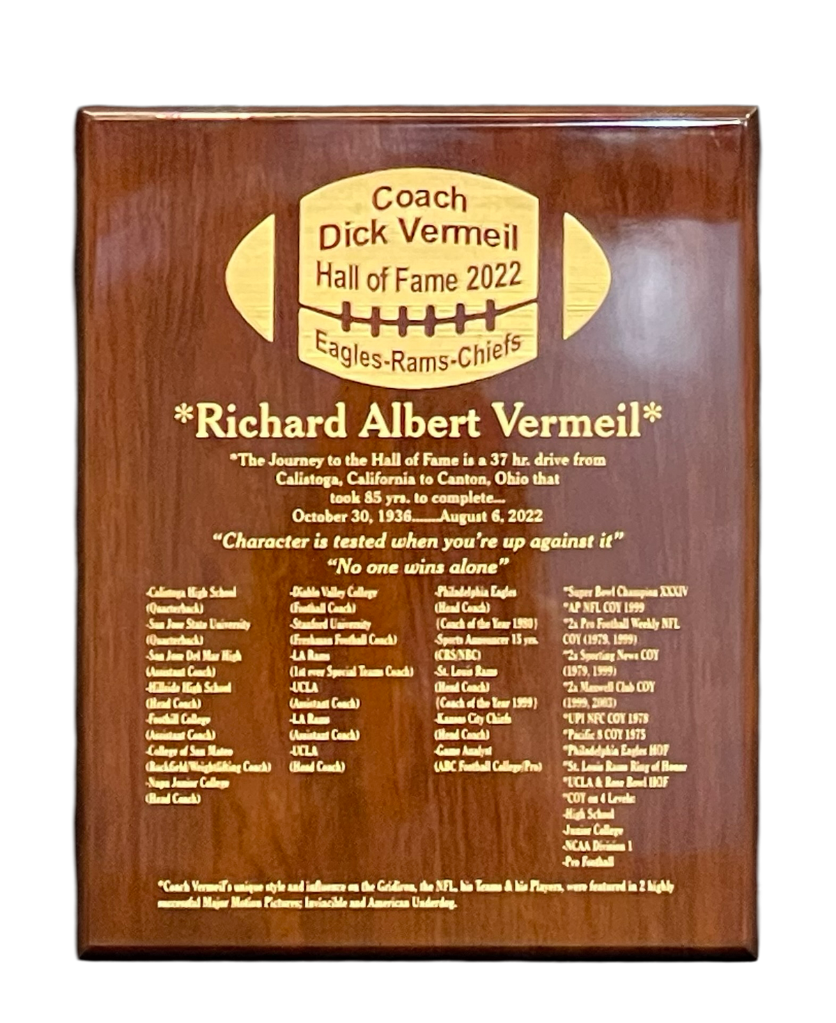 Walnut Piano Finish Plaque - Color-Filled