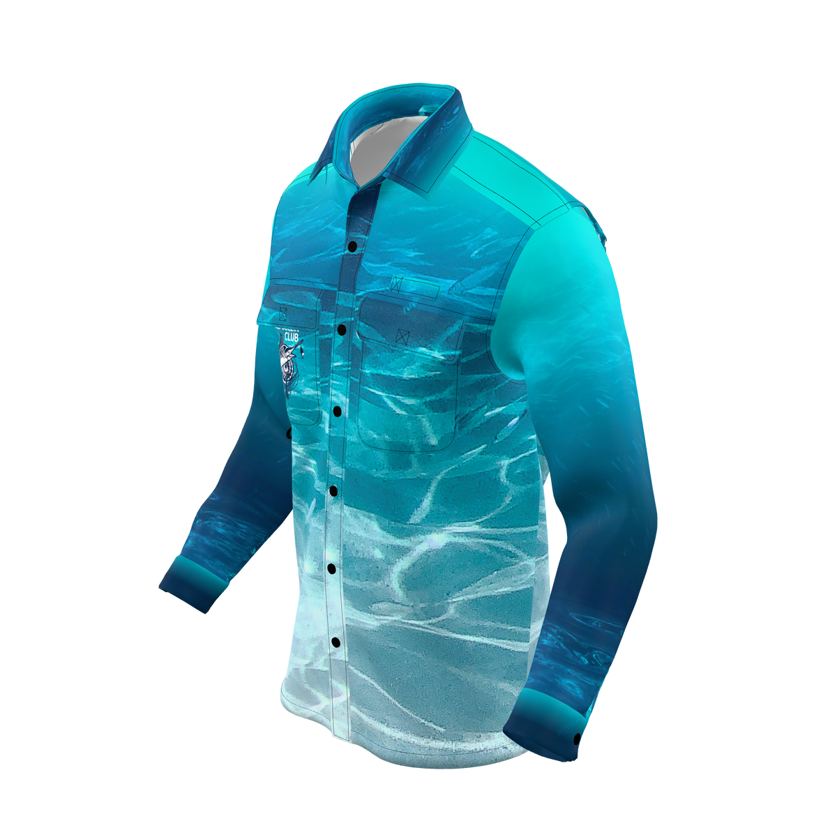 Custom Sublimated Men's Vented Long Sleeve Button-Up Shirt — alternate view 1
