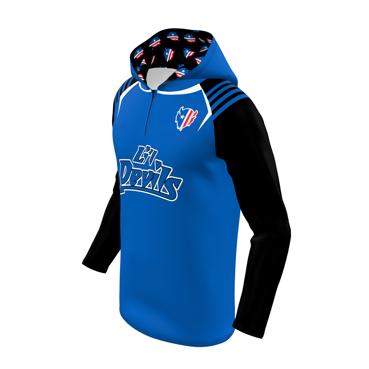 Custom Sublimated Men's Hooded Long Sleeve Quarter-Zip — alternate view 1