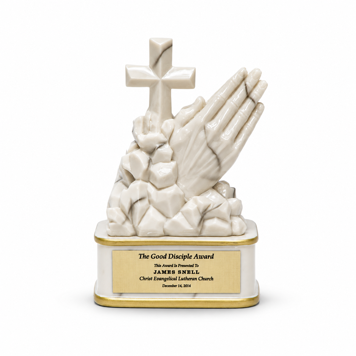 White Praying Hands Statue — main product photograph
