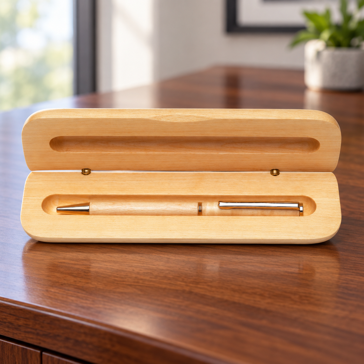 Maple Pen In Presentation Box displayed in a home or office setting
