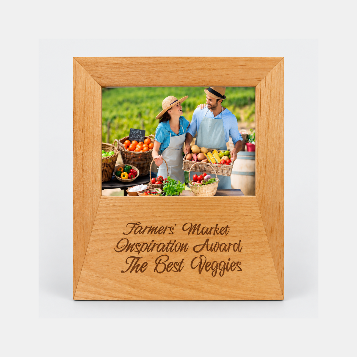 Genuine Red Alder Picture Frame with Large Engraving Area — studio product photo