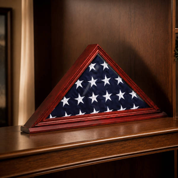 Mahogany Finished Flag Case - lifestyle