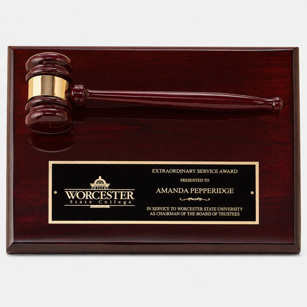 Rosewood Piano Finish Gavel Plaque - catalog