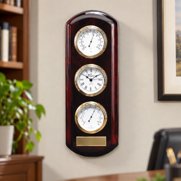 Rosewood Wall Clock and Instruments in an office setting