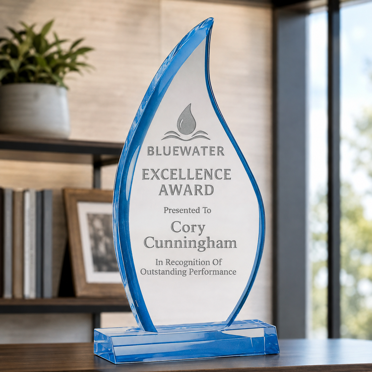 Sapphire Flame Acrylic Award