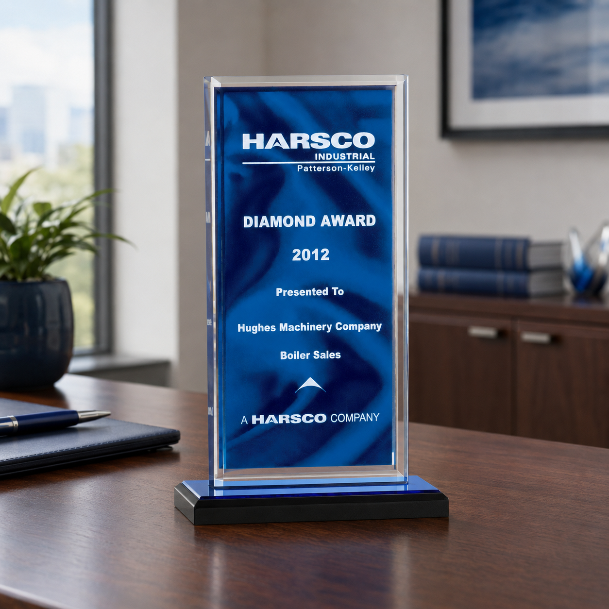 Silver Mirror Border Satin Patterned Acrylic Award