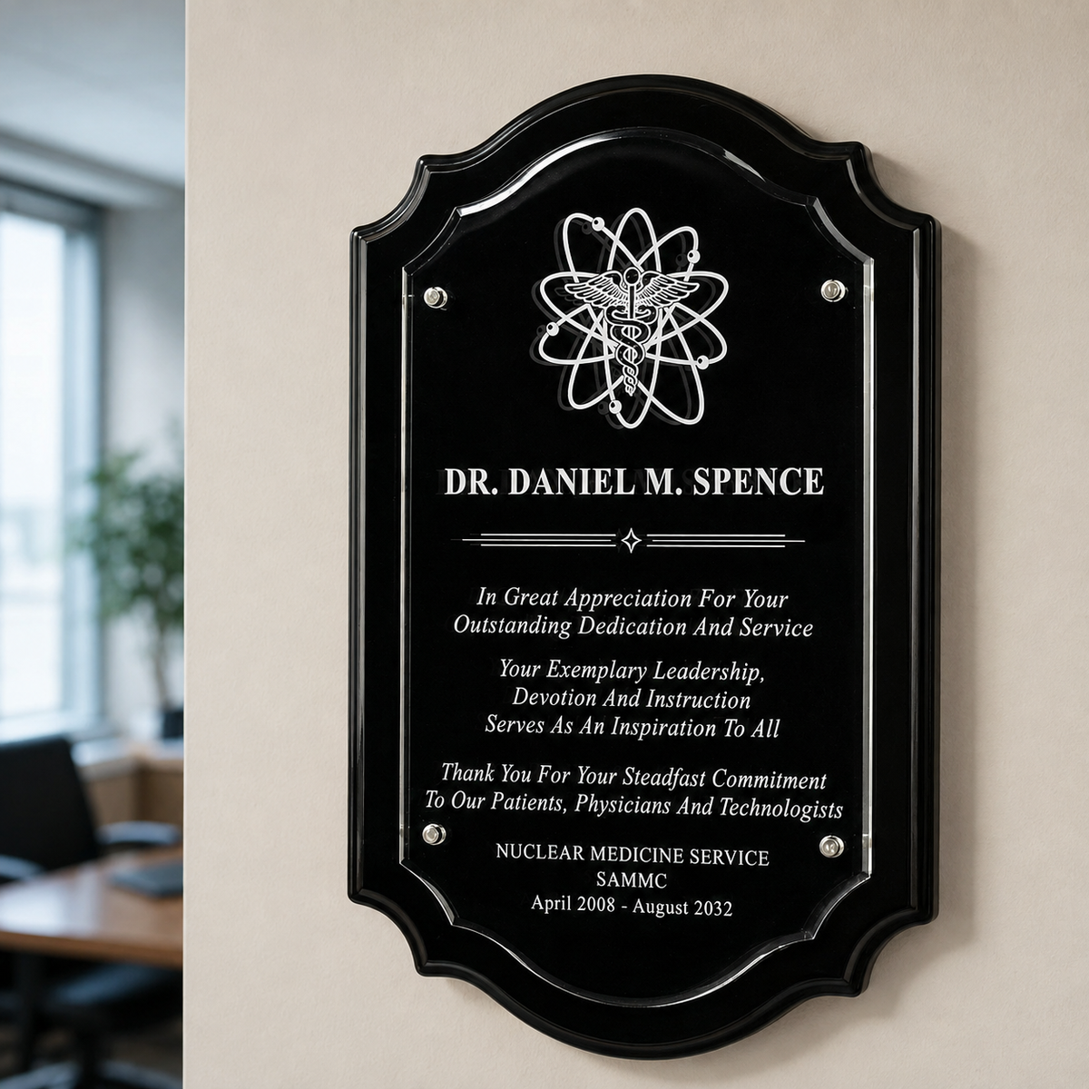 Scalloped Edge Plaque with Floating Acrylic Panel