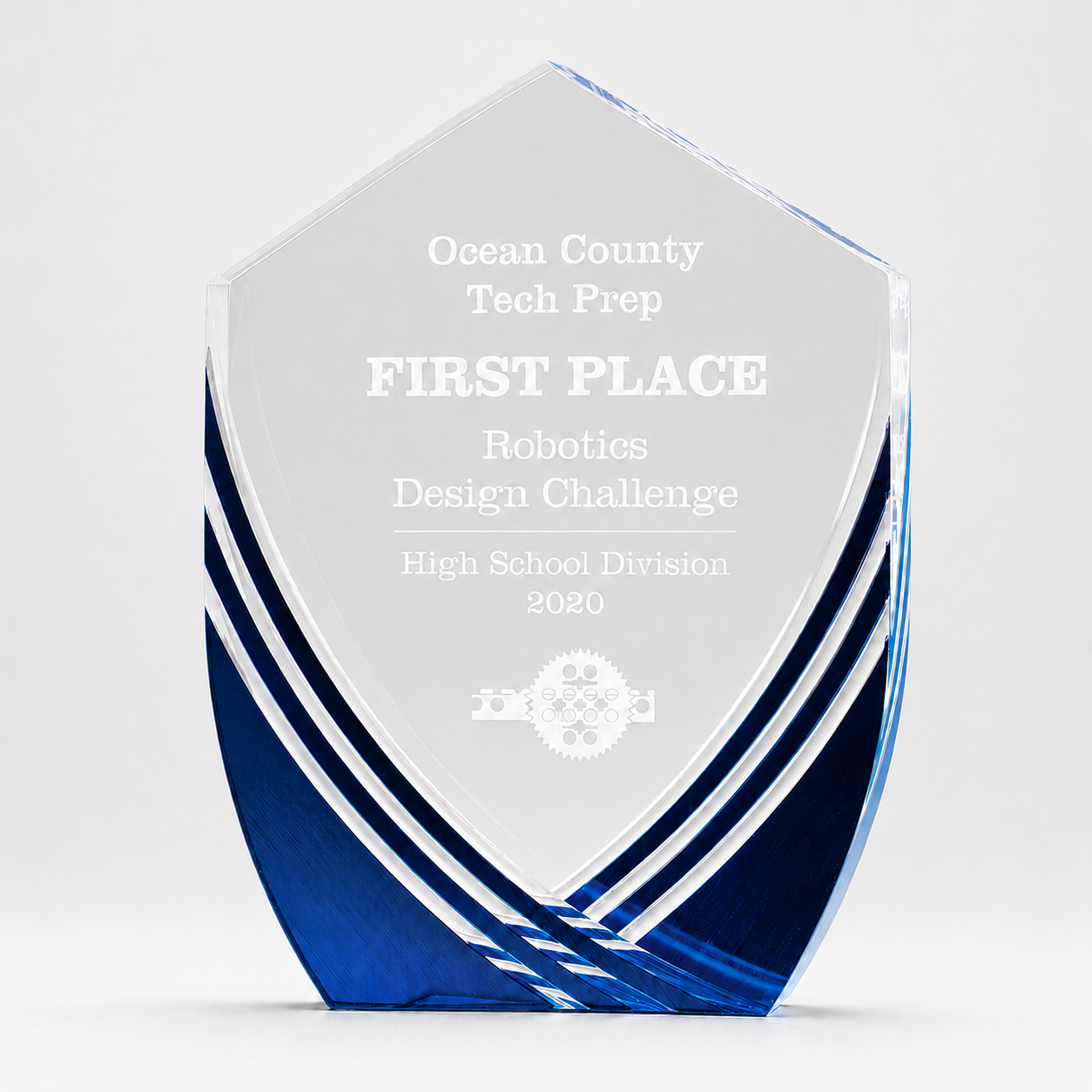 Blue Accent Shield Acrylic Award