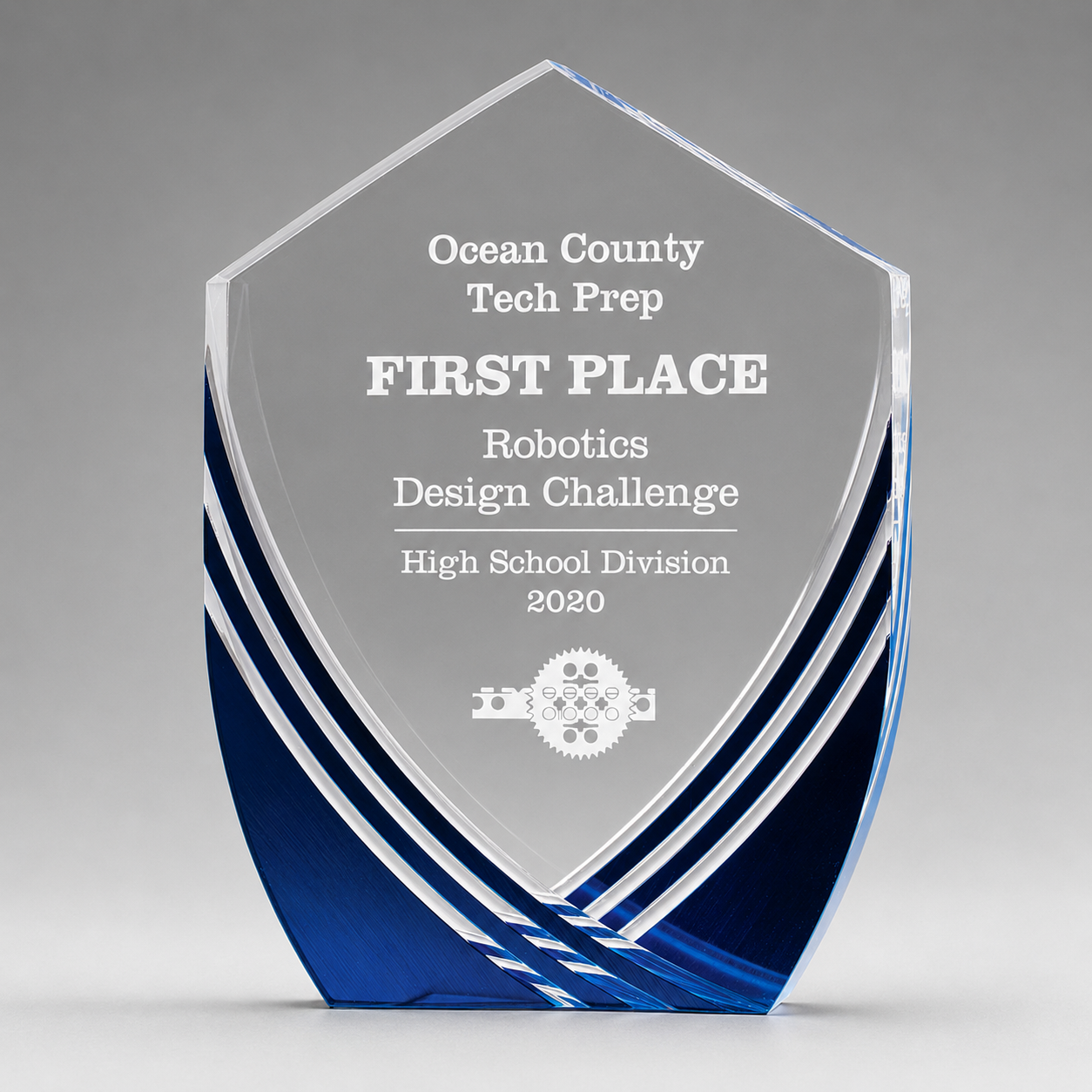 Blue Accent Shield Acrylic Award