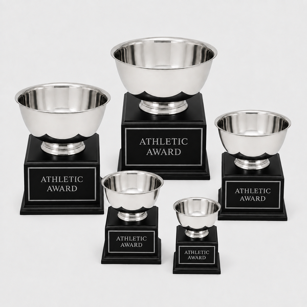 Silver Bowl On Box Base - black base range - group catalog