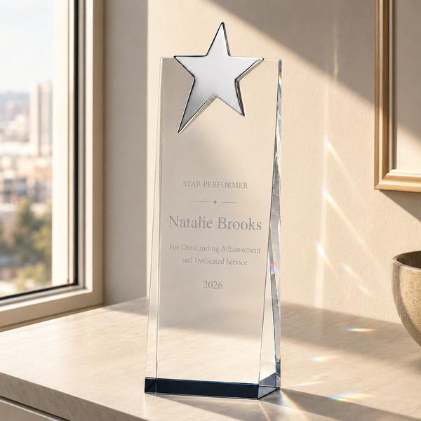 Prism Crystal Award with Silver Star