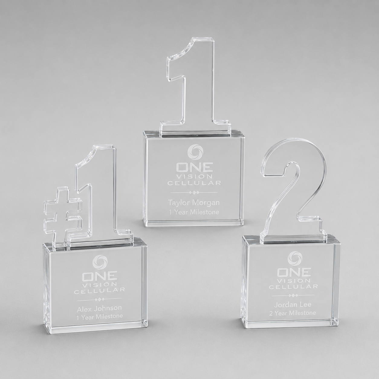 Single-Digit Clear Milestone Acrylic Award