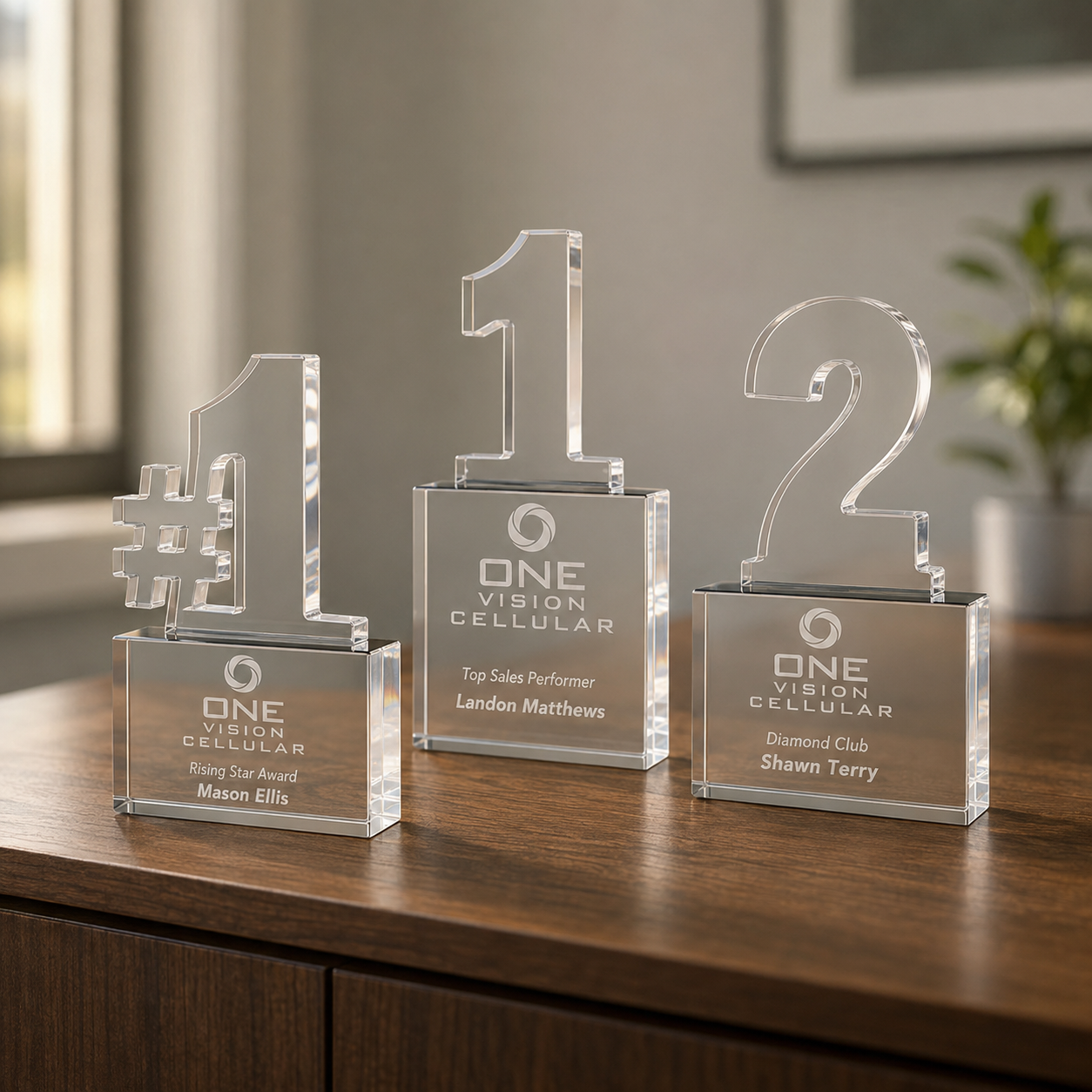 Single-Digit Clear Milestone Acrylic Award