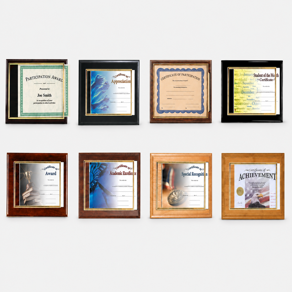 Slide-In Certificate Plaque finish range - alternate group layout
