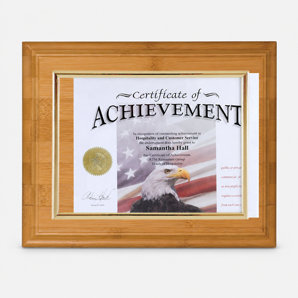 Slide-In Certificate Plaque - Bamboo - variant catalog