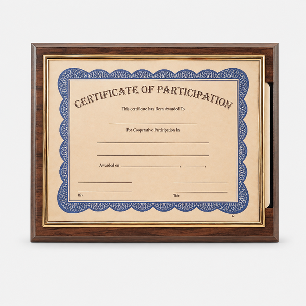 Slide-In Certificate Plaque - Walnut - variant catalog