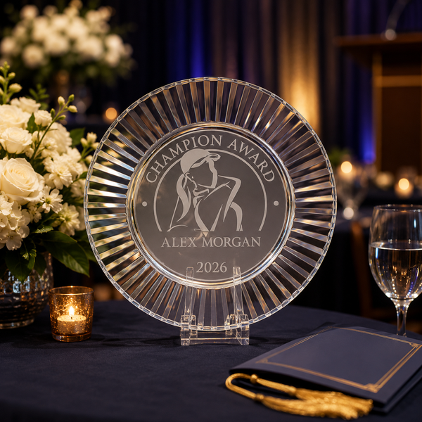 Sunburst Crystal Plate Award - lifestyle