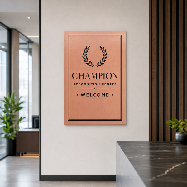 Custom Thin Gauge Metal Signs & Plates - Copper directory sign - lifestyle