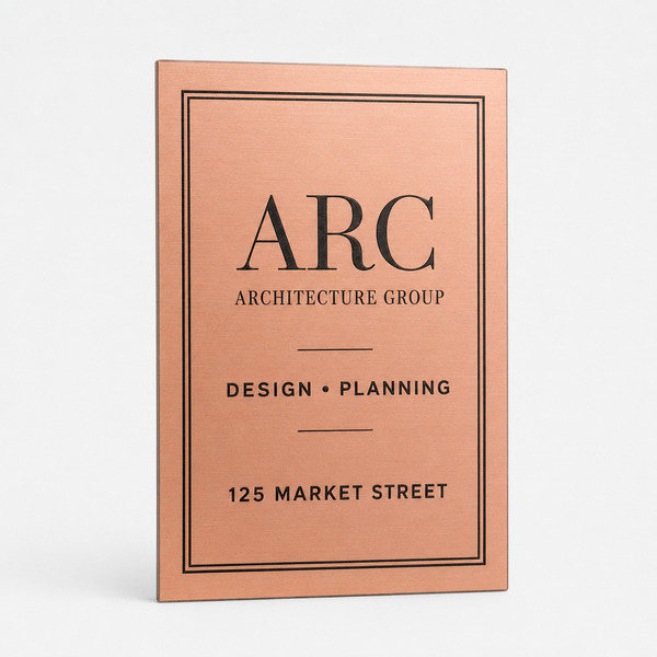 Custom Thin Gauge Metal Signs & Plates - Copper directory sign - variant catalog