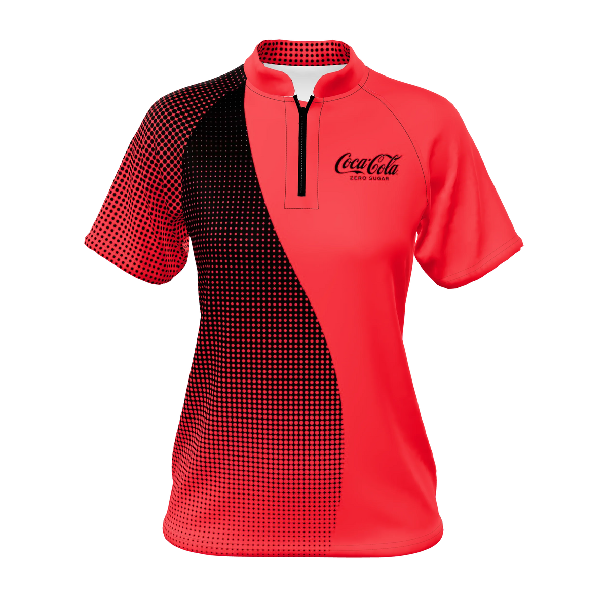 Custom Sublimated Women's Short Sleeve Gamer Zip-Up Shirt — supplier view 1