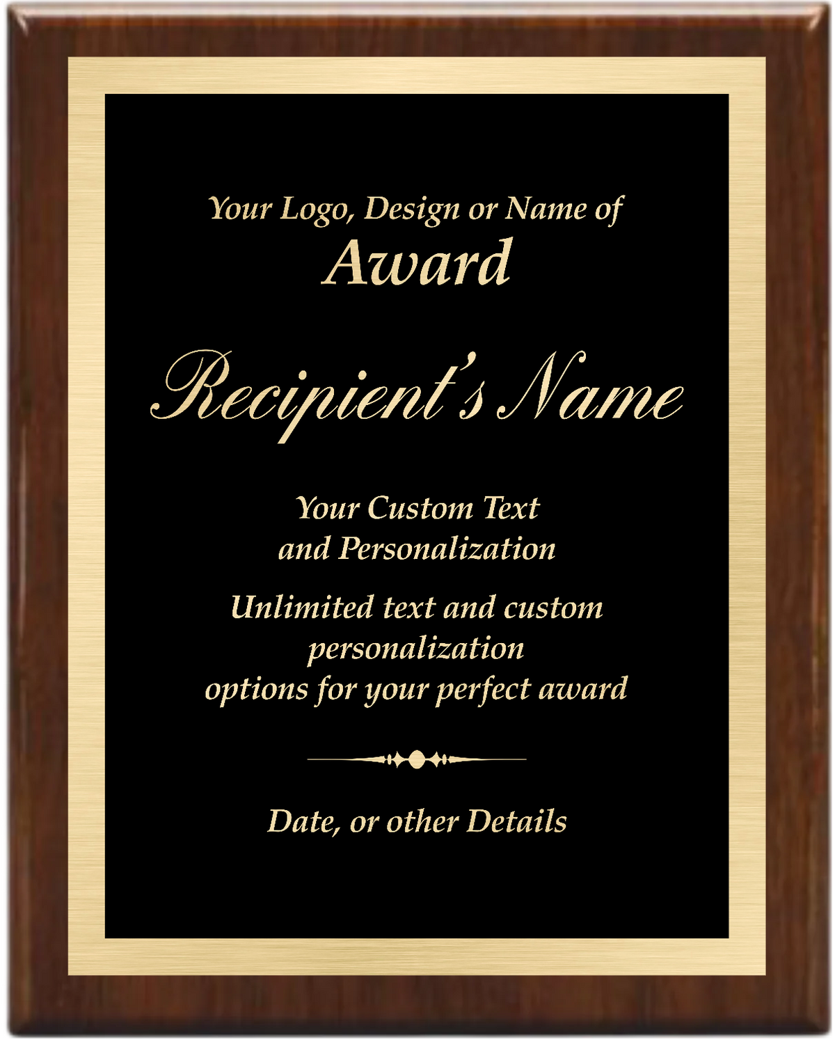 Classic Wood Plaque with Metal Plate