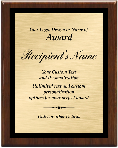 Classic Wood Plaque with Metal Plate