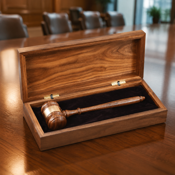 Walnut Gavel Plaque Set - lifestyle