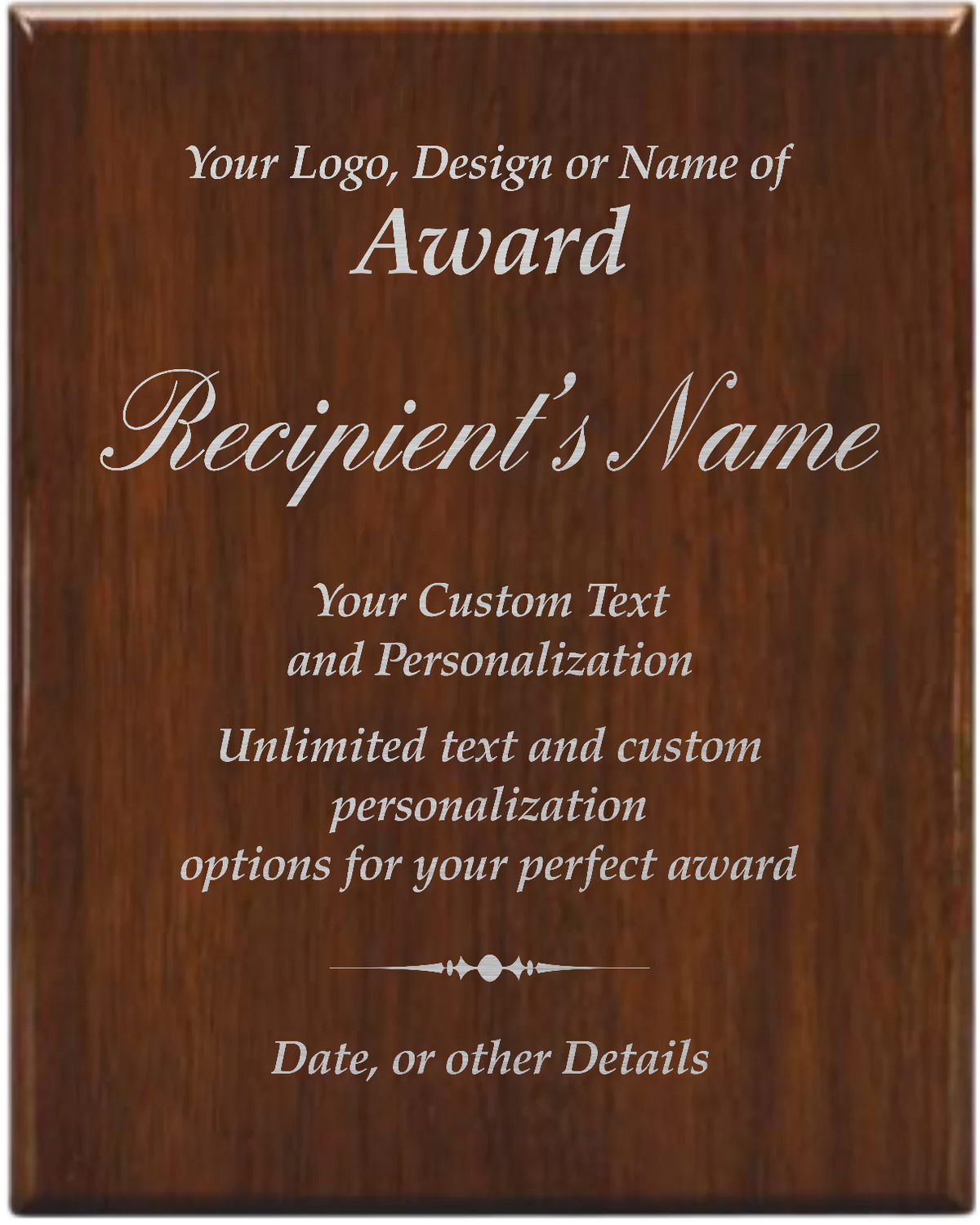 Walnut Piano Finish Plaque - Color-Filled